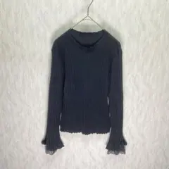 WILLSELECTION レース袖 リブニット トップス 実寸M相当 ブラック