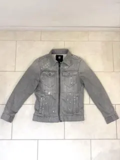 【G-STAR RAW】y2kスタッズ付きグレーデニムジャケット・ユニセックス