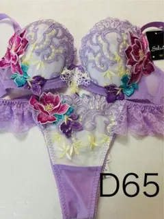 ワコール ルジェ ブラジャーD65 & ソングショーツM 水色ラメ紐パン