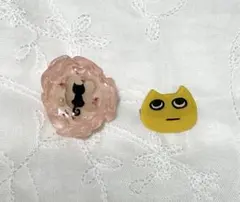 猫のブローチ ピンク 黒猫☆オマケ付き(黄色猫さんブローチ)