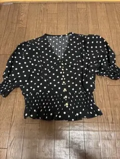 GRL ドット柄 パフスリーブブラウス M