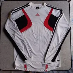adidas 長袖シャツ ホワイト/レッド/ブラック Lサイズ