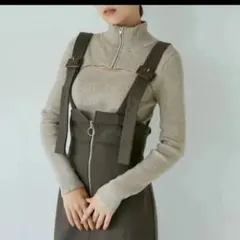 MURUA ハーフジップカットニット ベージュ