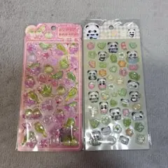 ラメ入り うるちゅる ダイヤモンドPOPSEAL パンダシール　2枚セット