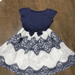 豪華　組曲　ネイビー/ホワイト レース ワンピース100cm 結婚式
