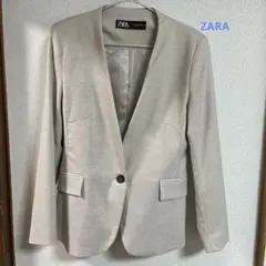 ZARA ノーカラージャケット 薄いベージュ EUR 38
