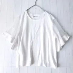 オーディナリーフェデレーション Tシャツ シースルー 40 白