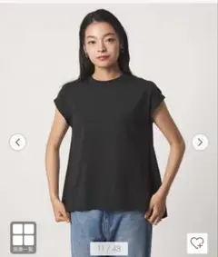 プレーティングテンジク フレアフレンチスリーブTシャツ　ブラック　フリーサイズのサムネイル