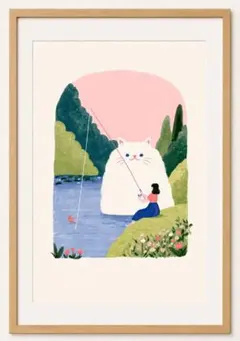 ＜湖で釣りをする巨大猫＞ 現代アート