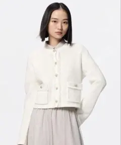 GU フリンジダブルポケットニットジャケット