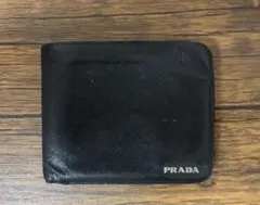 PRADA プラダ 二つ折り財布 サフィアーノ ネイビー 小銭入れ 箱付