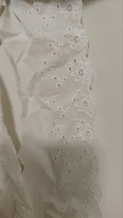 白い刺繍入りコットンレーストリム