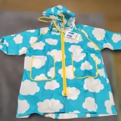 雲模様のフード付きレインコート 90cm 新品未使用
