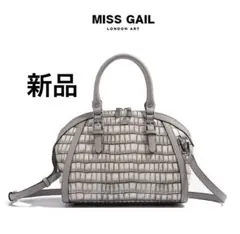 【新品】本革 イギリス グレー クロコダイル ハンドバッグ ショルダーバッグ