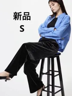 ユニクロ新品タグ付S ソフトベロアイージーパンツ　 ブラック