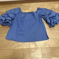 ZARA WOMAN ブルーフリル袖 トップスのサムネイル