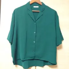 しまむら Lax Dan Tia 開襟シャツ 半袖 グリーン Lサイズ
