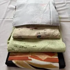 【まとめ売り】着物 4枚 リメイク 正絹 化繊 アンティーク お稽古 大島 小紋