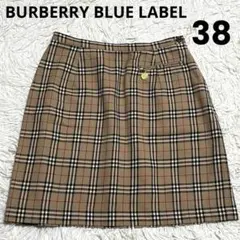 バーバリーブルーレーベル ノバチェック ベージュ ミニスカート 38