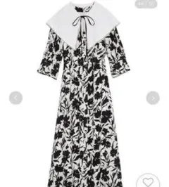 SNIDEL ビッグカラープリントワンピース ブラック