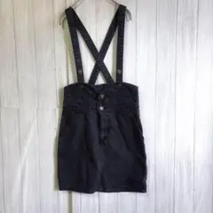 モンキーバイト　サロペット　スカート　【M相当】　ブラックデニム　ひざ丈　美品