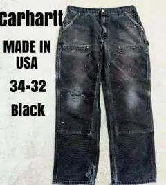 ✨️極上フェード✨️ 90s USA製 Carhartt ダブルニー ブラック 34