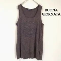 【BUONAGIORNATA】ノースリーブチュニックワンピF茶色 ビッグプリント