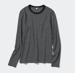 ユニクロ ソフトリブクルーネックT 3XL レディース ボーダー柄