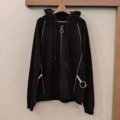 QY ブラック フード付きパーカー