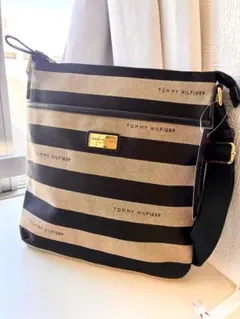 新品 TOMMY HILFIGER ショルダーバッグ ボーダー ゴールド