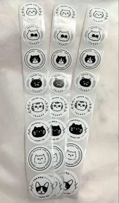 猫THANK YOUシール 3ロールセット