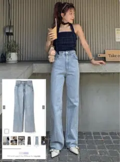 【GRL】フリンジヘムセミフレアデニムパンツ[cu166]