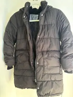 ピンクラテ ダークブラウン中綿コート フード付き140