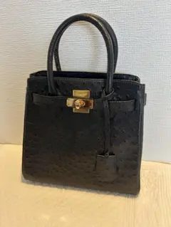 2/22まで販売 オーストリッチ ハンドバッグ ゴールド金具 エキゾチックレザー