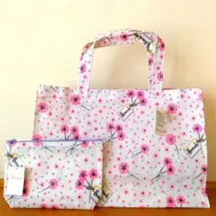 新品未使用・タグ付き ハロッズ トート＆ポーチセット 三越購入 春 白×花柄