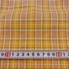 イエロー系チェック柄綿生地 約117✕113cm　394