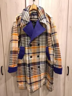 チェック柄 ダブルブレスト チェスターコート