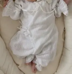 ♡新品♡モンベベ♡アイレットリボングローリーロンパース♡長袖Longleg♡