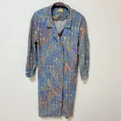 アウター 幾何学模様 ロングコート カットソー生地 Iライン USED