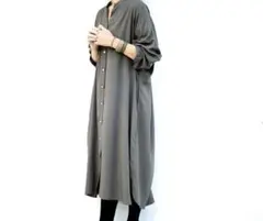 レーヨンスタンドカラーシャツワンピース