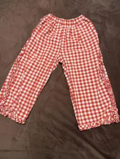 【美品】P.premier ギンガムチェックパンツ 130 赤 フリル 女の子