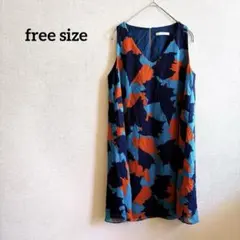 美品✨【フリーサイズ】ノースリーブ 花柄 チュニック トップス