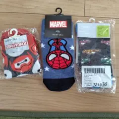 キッズ靴下セット（ベイマックス・スパイダーマン・車）