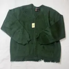 新品 A/W タウンクラフト ダメージ モヘアカーディガン グリーン