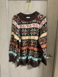 emit+ 多色柄編み 長袖ニットセーター