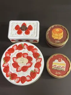 メリーチョコレート☆空き缶 4点セット いちご パンケーキのサムネイル