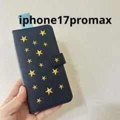 手帳型ケース iPhone17ProMax スター 星 ゴールド