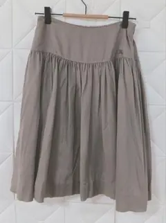 バーバリーブルーレーベル 膝丈 フレアースカート 36 グレージュ