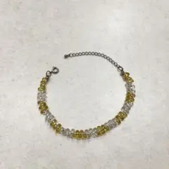 ブレスレット ❤︎ アクセサリー　ガラス　ビーズ　バングル　イエロー　レトロ