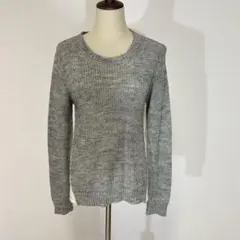 ✨【ルノンキュール】M グレー系 ニットチュニック 後ろレース切り替え